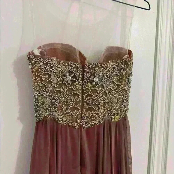 Maroon pink bridal prom dress gown  in size 12 - Picture 8 of 9